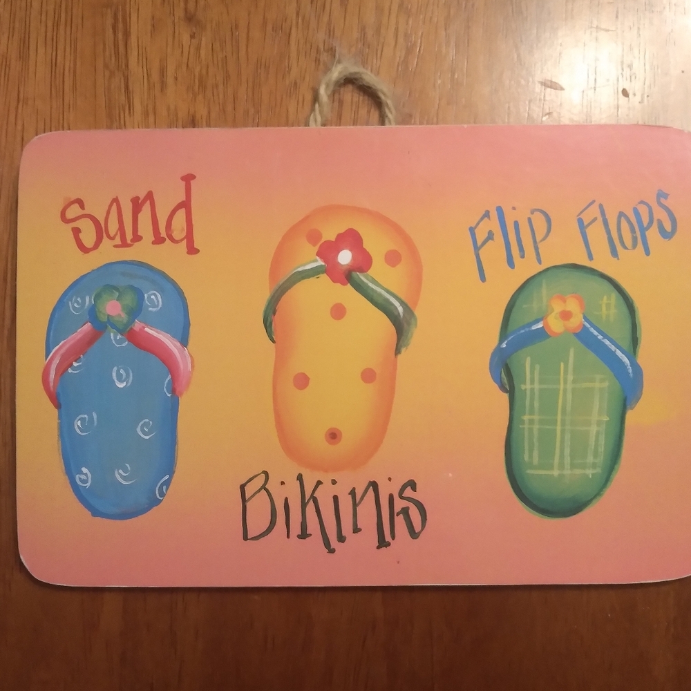 Flip Flop Beach Theme Wooden Wall Sign Decor
